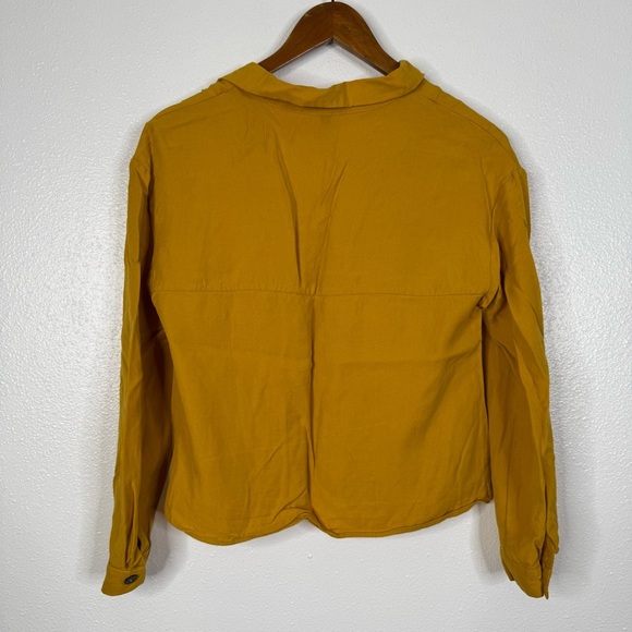 Zara trf Mustard Button Front Long Sleeve Shirt Size Xsmall - Picture 2 of 3